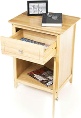 FastFurnishings 1-Drawer Wood Bedside Table